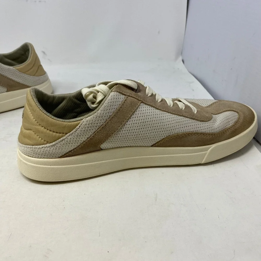 OluKai Kilea Women 10 Tan Beige Leather Textile Lace‎ Up Sneakers 20494-3420